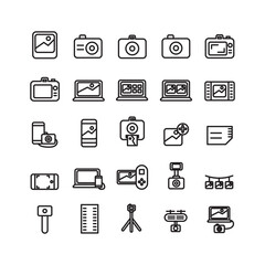 Photography icon set vector line for website, mobile app, presentation, social media. Suitable for user interface and user experience.
