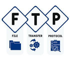 FTP - File Transfer Protocol acronym, concept background. vector illustration concept with keywords and icons. lettering illustration with icons for web banner, flyer, landing page