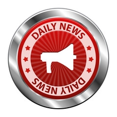 Label daily news with Loudspeaker or megaphone metal symbol or icon isolated on white background. Vector illustration