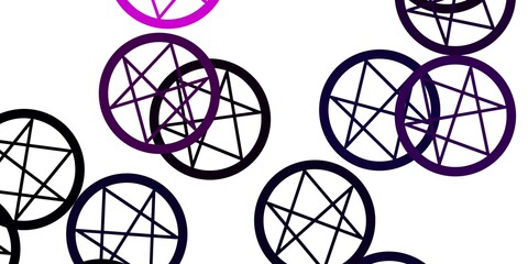 Obraz premium Light Pink vector background with occult symbols.
