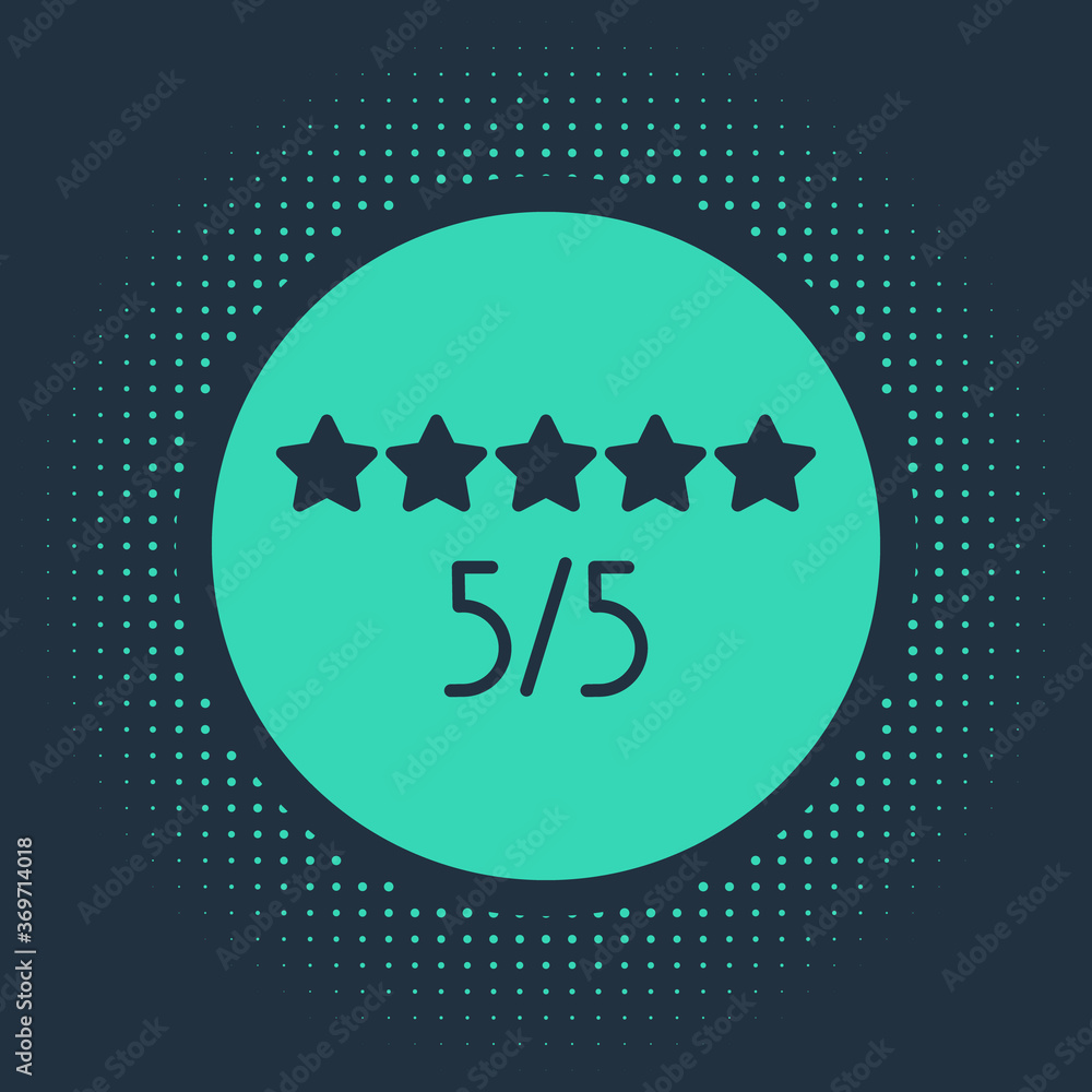 Poster green consumer or customer product rating icon isolated on blue background. abstract circle random d