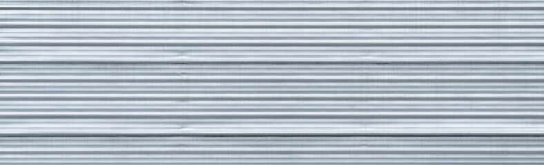 Panoramic texture surface of white corrugated zinc or aluminum metal background