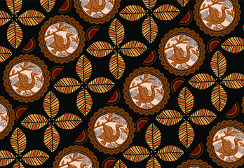 Indonesian batik motifs with distinctive flora and fauna patterns, very artistic