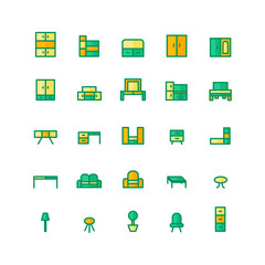 Furniture icon set vector flat line for website, mobile app, presentation, social media. Suitable for user interface and user experience.