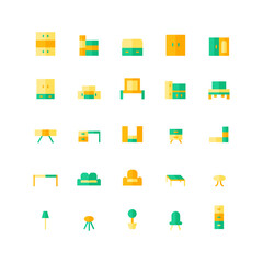 Furniture icon set vector flat for website, mobile app, presentation, social media. Suitable for user interface and user experience.