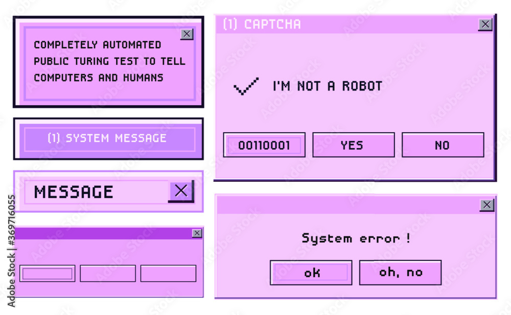 Poster Old user interface windows, retro message box with buttons. Vaporwave and retrowave style elements.