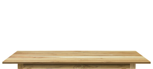 Teak wood tabletop isolated on white background empty rustic wood table,for montage product display or design key visual layout.with clipping path