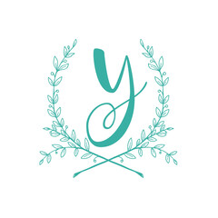 Cyan Initial Y Decoration Vector 