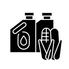 Biofuel black glyph icon. Alternative energy, environment conservation silhouette symbol on white space. Ecologically clean energy source. Containers with organic fuel vector isolated illustration