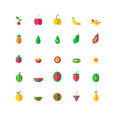 Fruit icon set vector flat for website, mobile app, presentation, social media. Suitable for user interface and user experience.