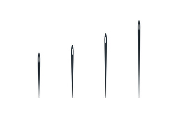 Set of Needle Icons. Simple Needles in Black Shapes isolated on White Background. Usable for Garments and Tailor Resources. Flat Vector Icon Design Template Elements