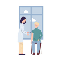 Vaccination influenza and virus prevention flat vector illustration isolated.