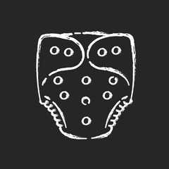 Cloth diaper chalk white icon on black background. Zero waste and cost effective lifestyle. Reusable kids clothing. Washable and absorbing children nappy isolated vector chalkboard illustration
