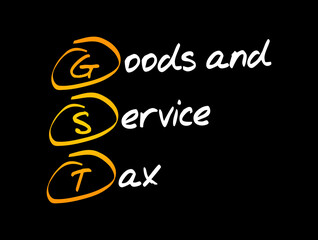 GST - Goods and Service Tax acronym, business concept background