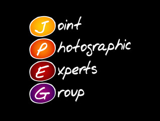 JPEG - Joint Photographic Experts Group acronym, concept background
