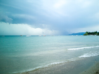 Stormy weather in the coast of lake Garda in Northern Italy