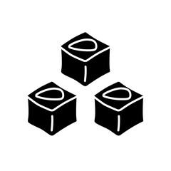 Lokum black glyph icon. Turkish delight. Arabic traditional confection. National cuisine of Turkey. Delicious oriental sweets. Silhouette symbol on white space. Vector isolated illustration