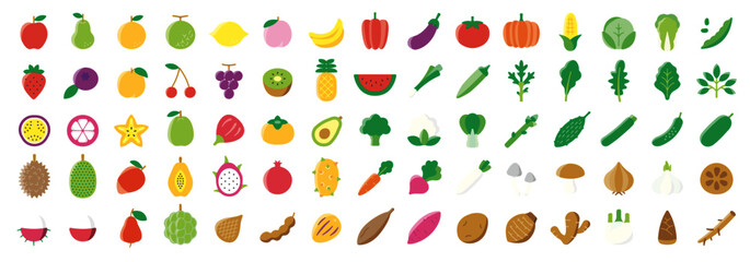Big Set of Fruits and Vegetable Icon