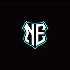 N E initials monogram logo shield designs modern