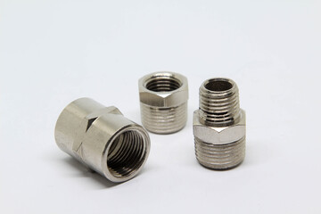 Fittings for water pipes isolated on white background.