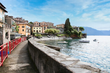 View of the Varenna promenade at Lake Como Italy © Ted