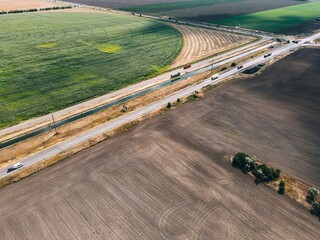fields with crops top view