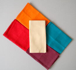 Multicolored linen napkins and towels
