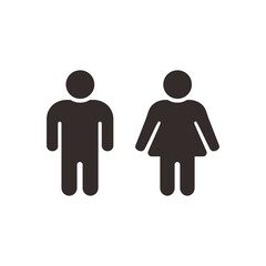 Simple Flat Male and Female Icon Illustration Design, Male and Female Silhouette Sign Template Vector