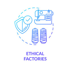 Ethical factories blue gradient concept icon. Textile supplier. Zero waste manufacture. Sustainable production of material idea thin line illustration. Vector isolated outline RGB color drawing