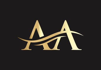 AA Letter Linked Logo for business and company identity. Creative Letter AA Logo Vector Template.
 - obrazy, fototapety, plakaty