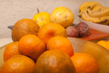 banana, melon, tangerine, passion fruit, papaya, pumpkin, lemon, orange