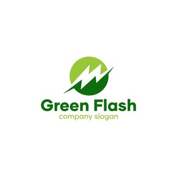 Green Energy Flash Logo Design Vector Idea
