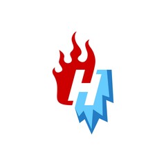 H Letter Fire Ice Logo Design Vector