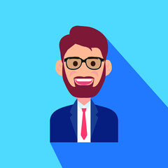 Business Man in glasses Male Man Creative Colorful Character Design Vector Icon Flat