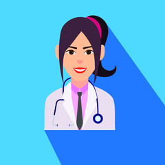 Fototapeta premium Doctor Female Woman Creative Colorful Character Design Vector Icon Flat