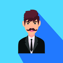 Man with Mustaches Male Man Creative Colorful Character Design Vector Icon Flat