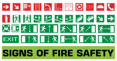Fire safety icon set.