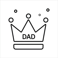Dad King Crown Line Icon Lifestyle Illustration Creative Design