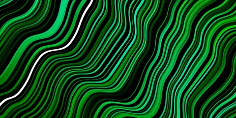 Dark Green vector background with curved lines. Brand new colorful illustration with bent lines. Pattern for websites, landing pages.