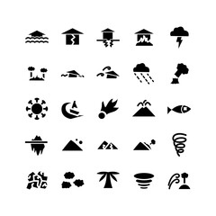 Disaster icon set vector solid for website, mobile app, presentation, social media. Suitable for user interface and user experience.
