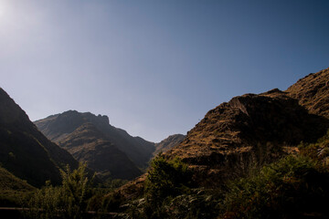 light at the end of day on the mountains