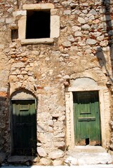 Old house of traditional architecture in the medieval village of Armolia, in Chios island, north-eastern Aegean region, Greece, August 8 2012.