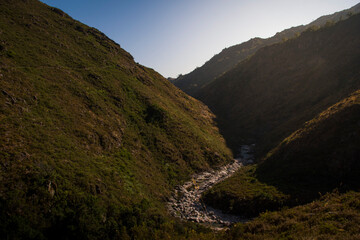 Dry river bed crossing valleys