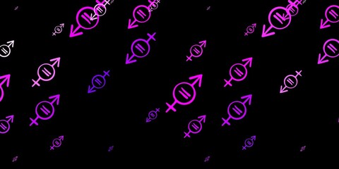 Obraz premium Dark Purple vector texture with women's rights symbols.