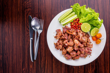 Fried fermented pork ribs tasty street food