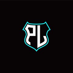 P L initials monogram logo shield designs modern