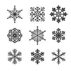 Cute snowflakes collection isolated on white background. Snowflakes collection for design Christmas and New Year banner and cards.