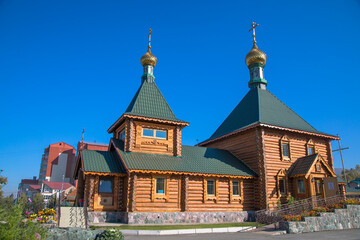 Fototapeta na wymiar Wooden Church of St. Nicholas, Yuzhno-Sakhalinsk, Russia