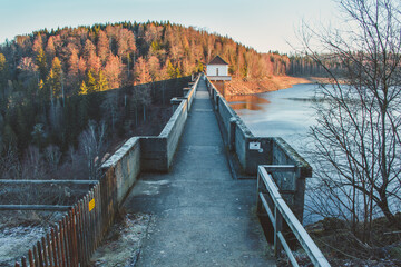 Naklejka premium Scenic view of Eckerstausee, a lake in Harz Mountains National Park, Germany