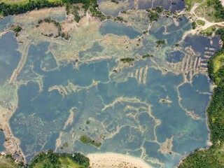 Old flooded sand pit aerial photo